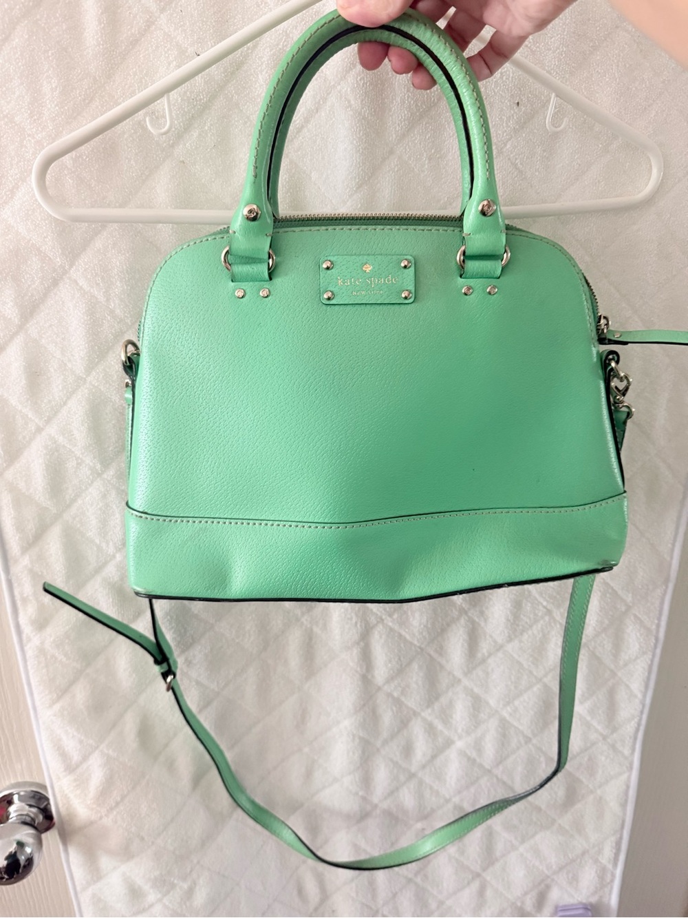 kate spade mint green dome satchel with removable strap